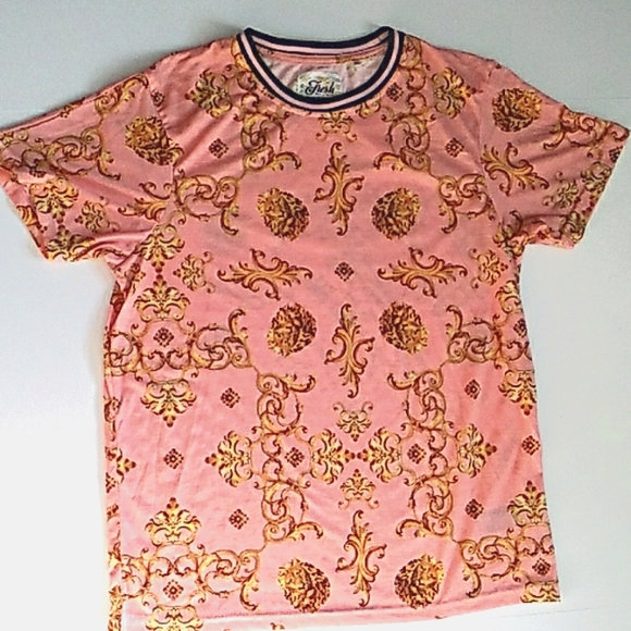 Tops - Women's Pink And Gold Lion Print Design Shirt Size Medium